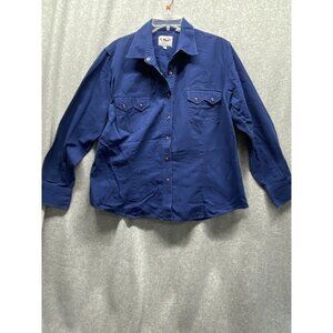 Roper Mens Western Cowboy Purple Pearl Snap Shirt Long Sleeve Blue Cotton Sz 1X
